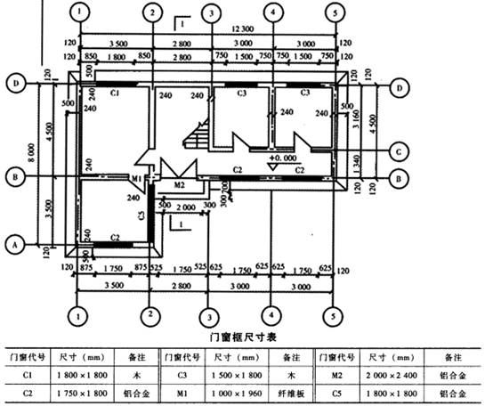 某五层砖混结构办公楼,首层平面图如下图所示.